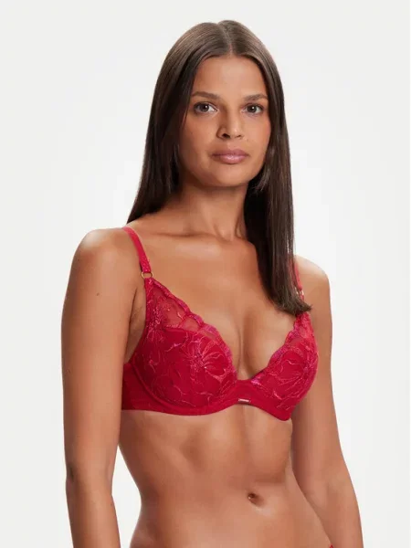 Chantelle Biustonosz z fiszbiną Fleurs czerwony