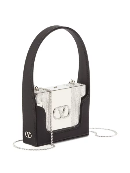 Satenska torbica Valentino Garavani crna