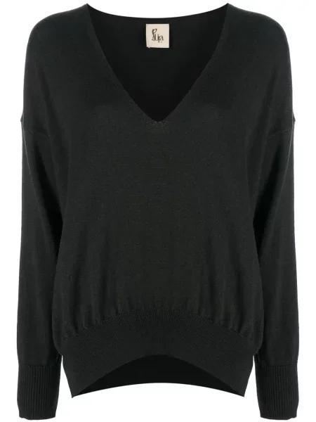 Pulover Paula din cașmir cu decolteu în V verde