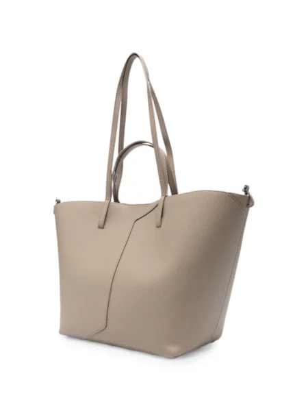 Кожена шопинг чанта Emporio Armani сиво
