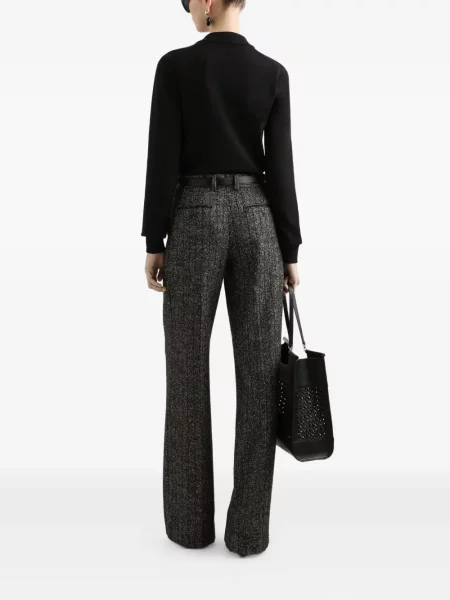 Pantaloni Dolce & Gabbana cu dungi din tweed negru
