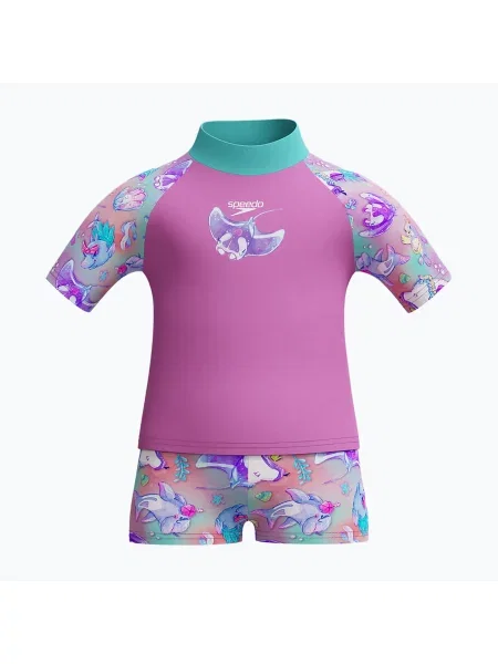 Gyermek két részes fürdőruha Speedo Digital Rash Top Set neon violet. Méret: cm lila