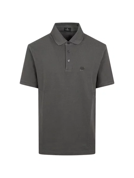 Tricou polo Etro cu broderie gri
