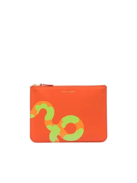 Portofel Comme Des Garçons Wallet cu imagine cu model piele de șarpe portocaliu