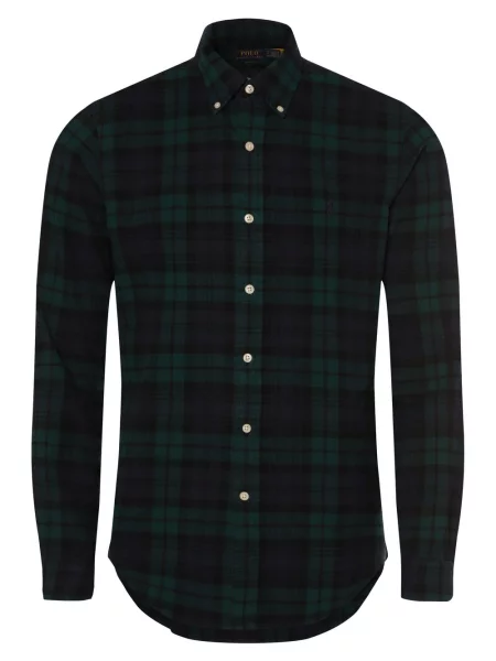 Polo Ralph Lauren Koszula Custom Fit Mężczyźni Modern Fit zielony|niebieski w kratkę S zielona