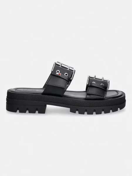 Tommy Jeans natikači TJW BUCKLE STRAPS SANDAL črna