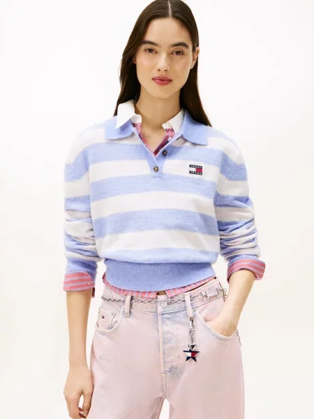Tommy Jeans sweter z dodatkiem alpaki niebieski