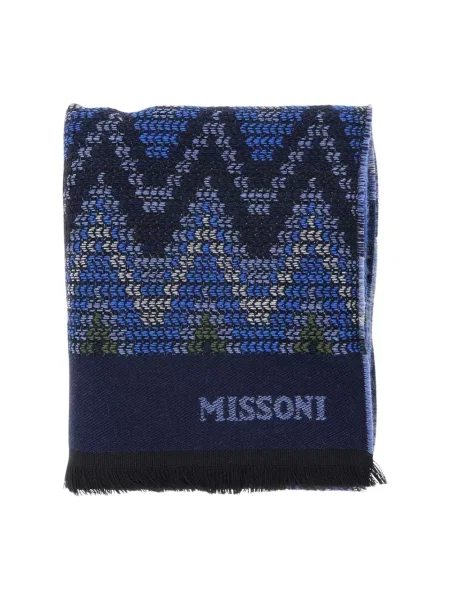 Szal Missoni wełniana niebieska