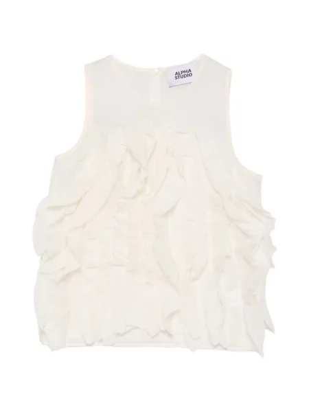 Bluzka z falbankami Alpha Studio z falbankami biała