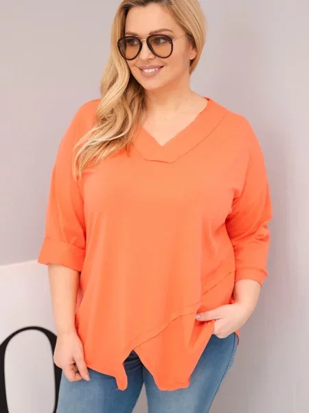 Bluză Kesi cu decolteu în V portocaliu