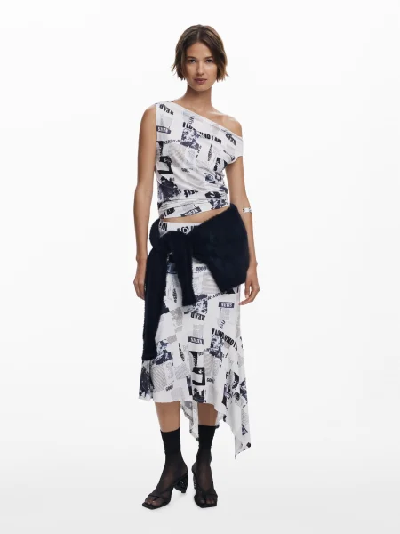Desigual Bluza Breaking News Écru