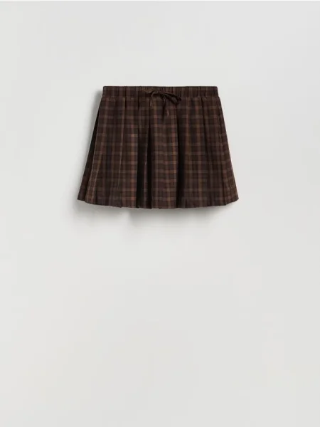 Reserved Spódnica mini w kratę ciemnobrązowy