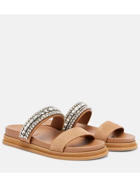 Sandale Jimmy Choo din piele de căprioară de cristal maro