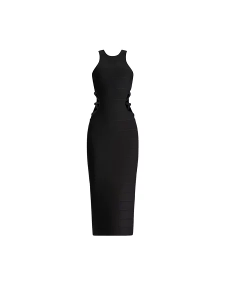 Sukienka midi Hervé Léger do kolan czarna