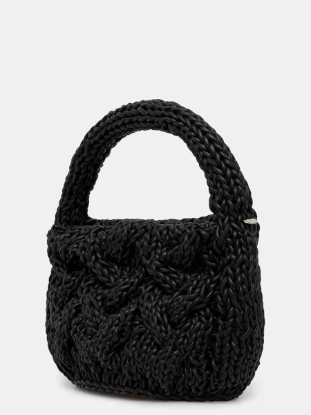 Δερμάτινη τσάντα JW Anderson Small Cable Knit μαύρο