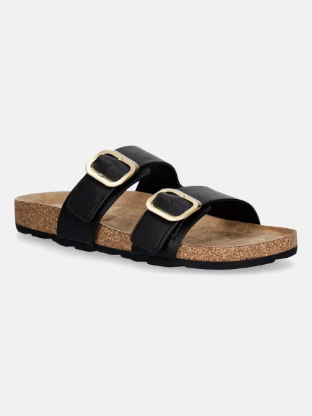 Tommy Hilfiger klapki skórzane TH CLASSIC CORK SANDAL LEATHER czarne
