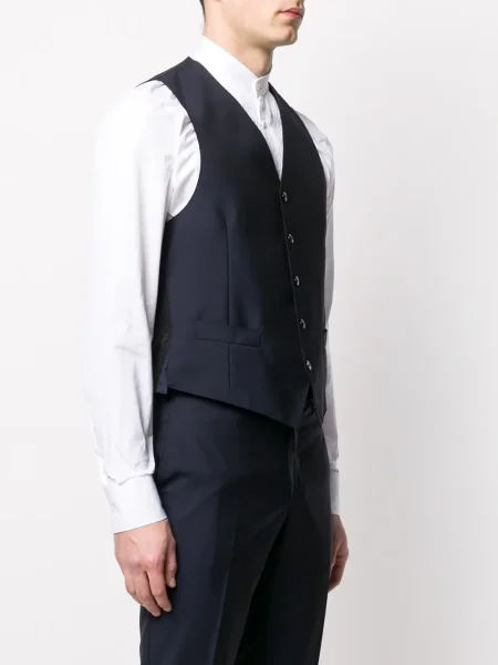 Kamizelka Dell'oglio z dekoltem w serek jednorzędowa niebieska