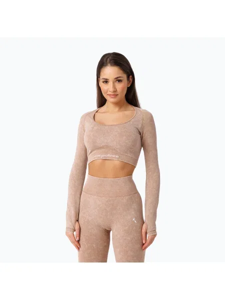 Tricou mânecă lungă Carpatree cu strasuri bej