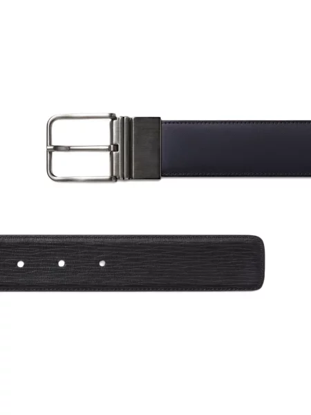 Curea Zegna din piele reversibilă albastru