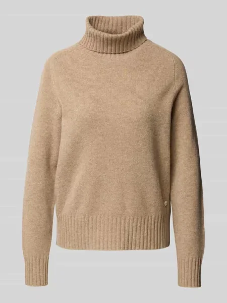 Sweter z wywijanym kołnierzem z prążkowanymi wykończeniami Fynch-hatton beżowy
