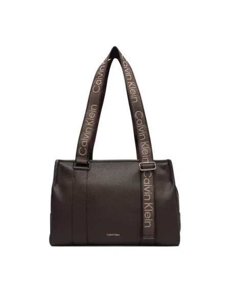 Calvin Klein Ročna torba Webbing Adj Strap Tote rjava