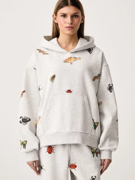 Vans bluza z kapturem z bawełną ZA szara