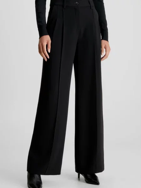 Широкие брюки Calvin Klein из твилла черные