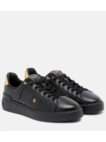 Кожени маратонки Balmain черно