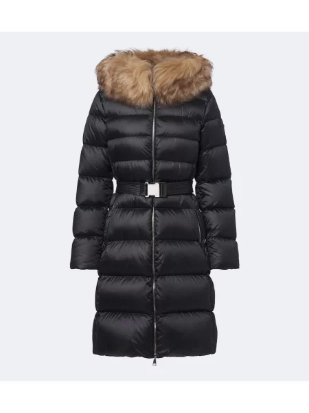 Haină din piele de oaie Moncler din piele de oaie negru