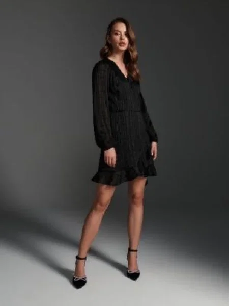 Sinsay Mini šaty s ozdobným vázáním černá