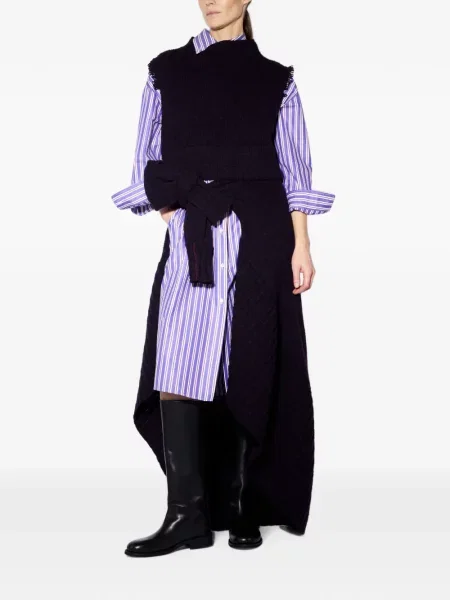 Vestă Liviana Conti cu franjuri tricotate chunky violet