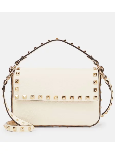 Usnjena usnjena torbica Valentino Garavani bela