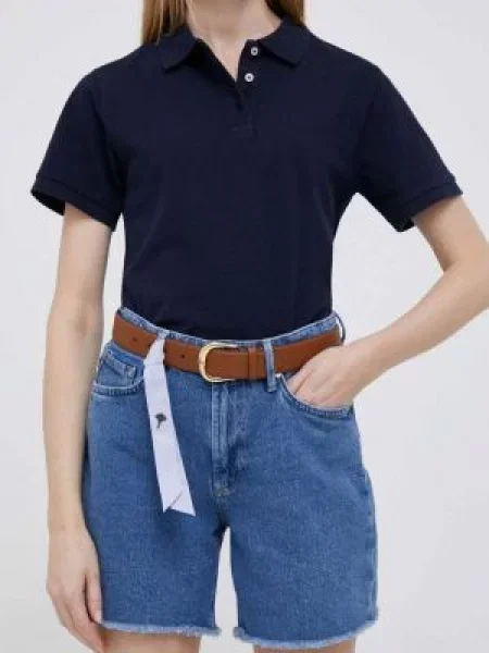 Joop! pantaloni scurti jeans femei neted high waist albastru