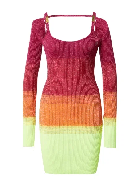GCDS Rochie tricotat limetă / portocaliu / fucsia / roz zmeură verde