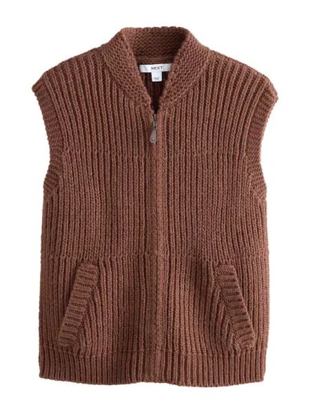 Next Vestă tricotată maro