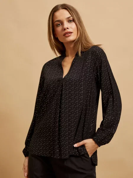 Cămașă Marisse cu decolteu în V negru