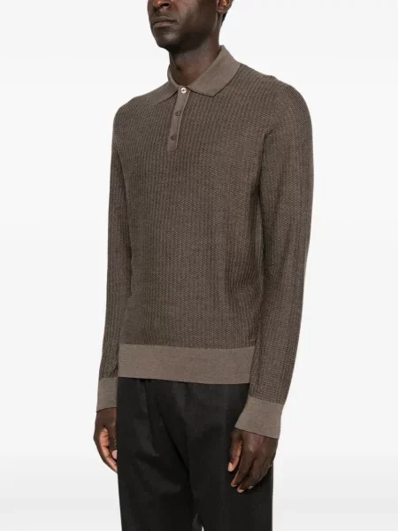 Lung tricou polo Agnona maro