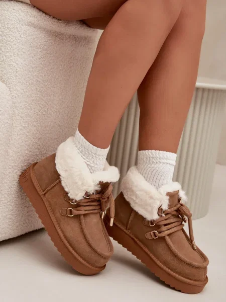 Čizme za snijeg D.franklin od brušene kože smeđa