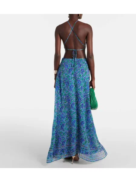 Rochie maxi Rixo cu imagine de costum albastru