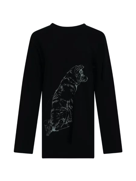 Lung tricou Yohji Yamamoto cu imagine negru