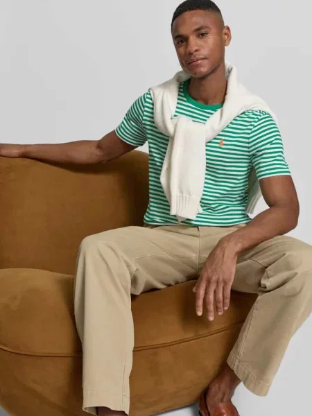 T-shirt Slim Fit z czystej bawełny Polo Ralph Lauren zielona