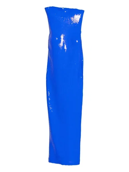 Rochie maxi David Koma fără bretele albastru