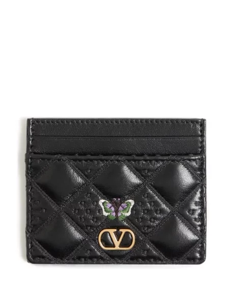 Portofel Valentino Garavani cu broderie din piele negru