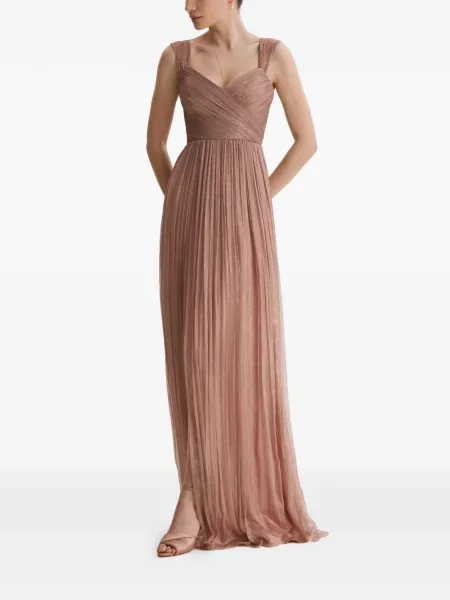 Rochie maxi Framboise cu șireturi din dantelă roz