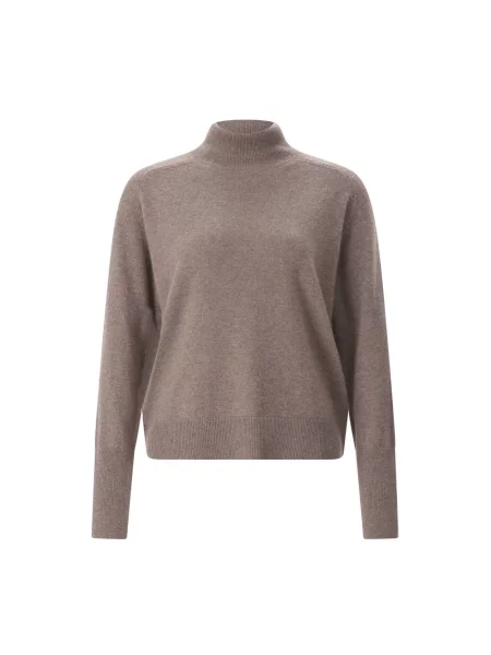 Lniany sweter z golfem Sminfinity brązowy