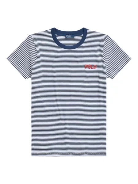 Поло тениска Polo Ralph Lauren бродирана на райета синьо