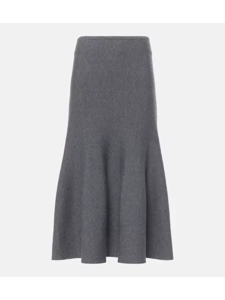 Spódnica midi Khaite wełniana do kolan szara