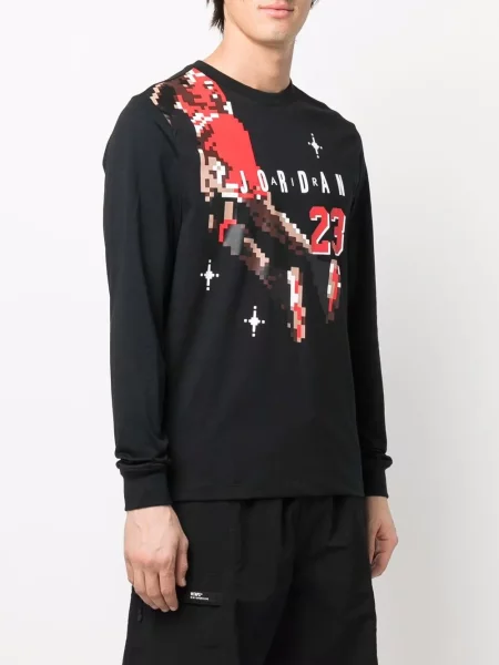 Lung tricou Nike cu imagine negru