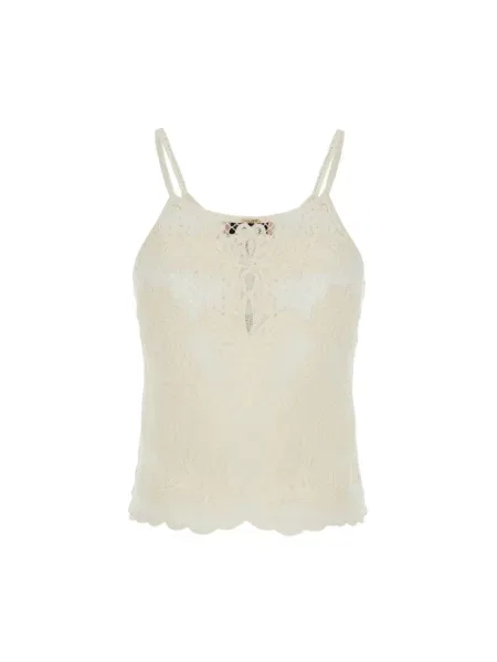 Top koronkowy Twinset koronkowy na ramiączkach beżowy