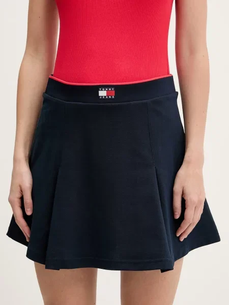 Tommy Jeans suknja s pamukom plava